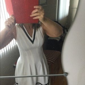 H&M Skater-style dress, white and black, Sz 8